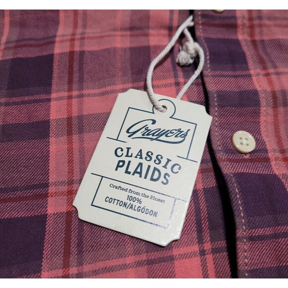 NWT Grayers Classic Plaid Button-Up Short Sleeve Shirt Red 2XL - Picture 7 of 11